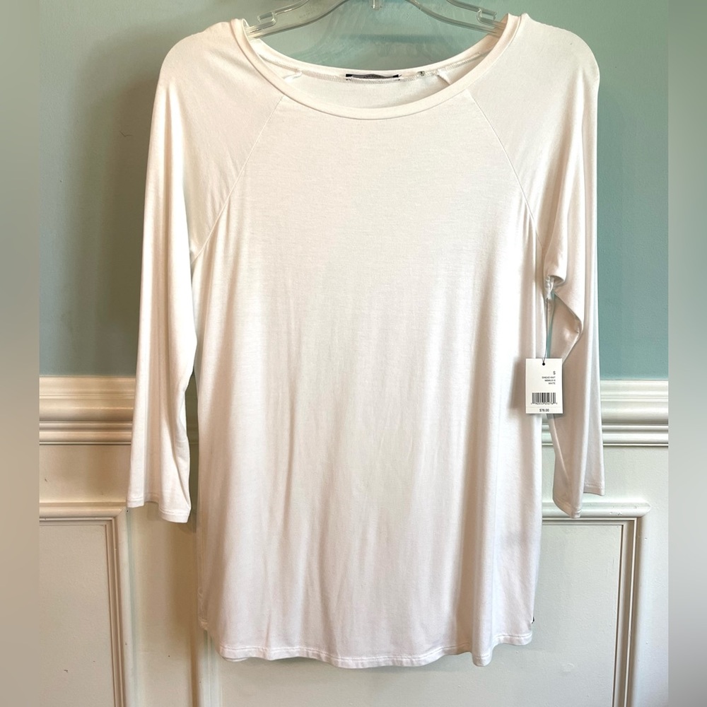 NWT Tahari Sinead Knit Long Sleeve Shirt White Sz S